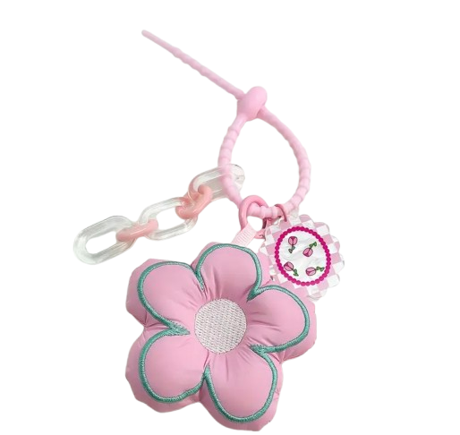 Fluffy Bloom – Pembe Çiçek Çanta Charmı